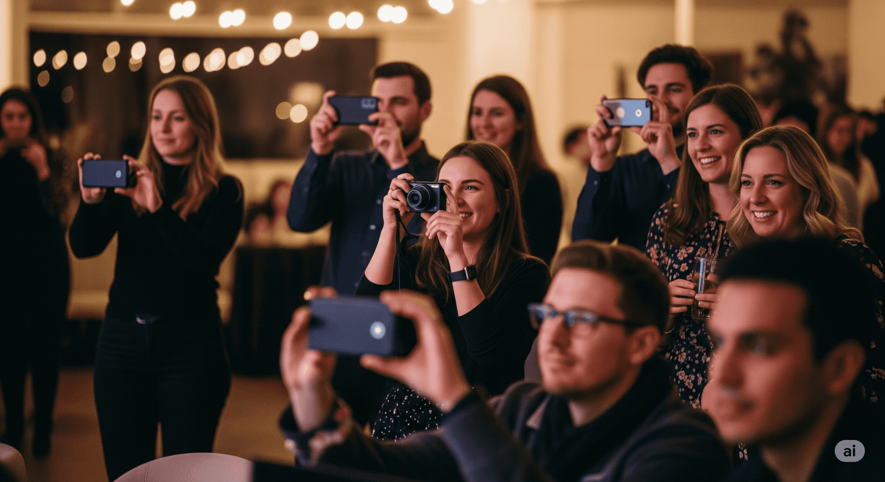 Guests capturing photos at an event using Photo Challenge